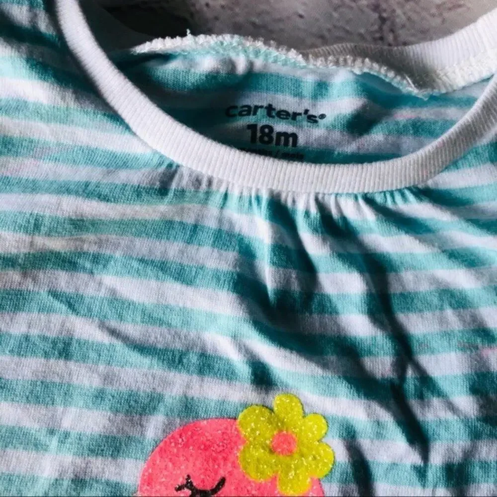 Carters 2Pc Shirt/Pants Flamingo Stripe Set 18M